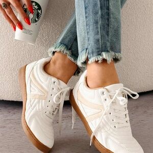 NanaMacs White and Tan Sneakers